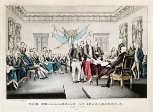 The founding fathers sign The Declaration of Independence. Photograph: Museum of the City of New York/Corbis