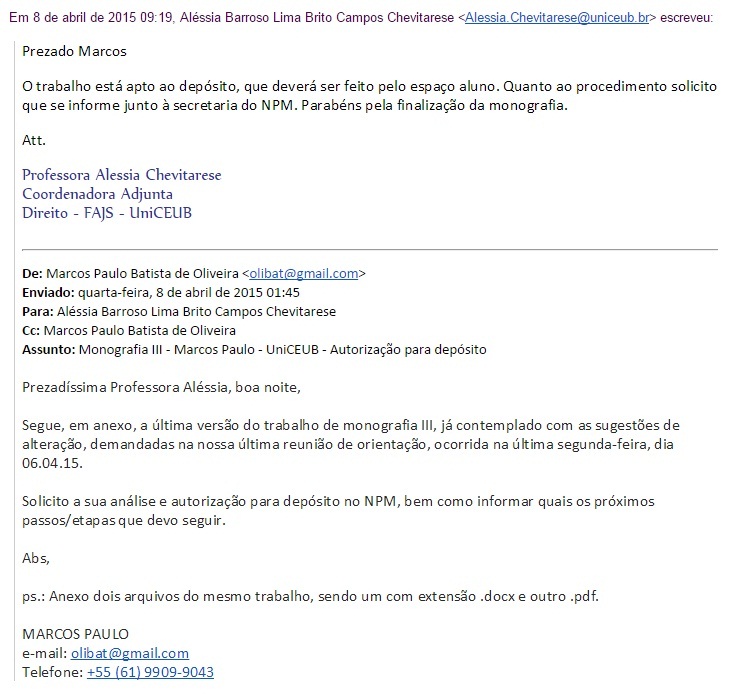 Autorizacao para deposito no NPM