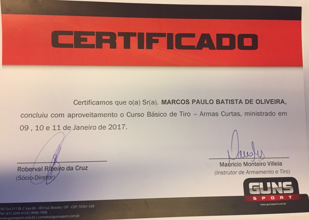 certificado do curso de tiro